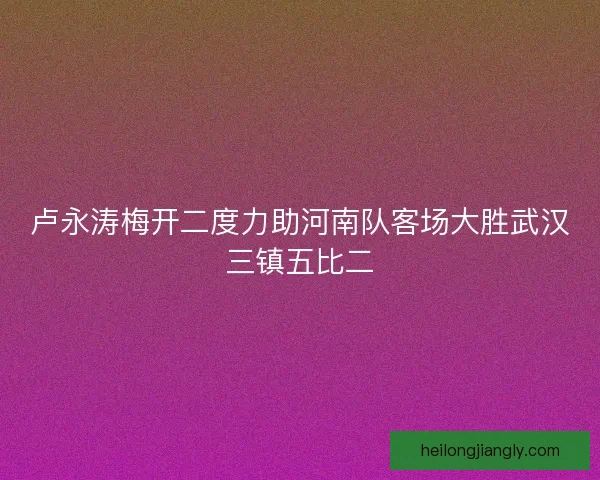 卢永涛梅开二度力助河南队客场大胜武汉三镇五比二