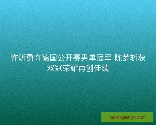 许昕勇夺德国公开赛男单冠军 陈梦斩获双冠荣耀再创佳绩